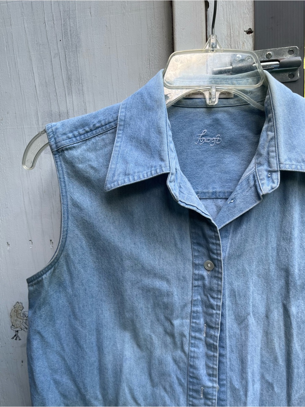 Foxcroft Sleeveless Button-Front Chambray Top - Light Blue